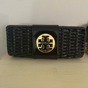 Tory Burch Black Woven Clutch